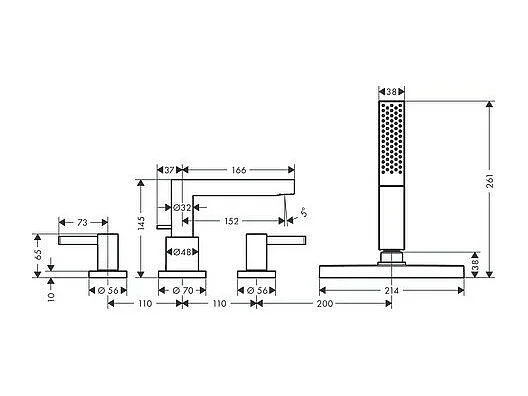 Robinet mélangeur bain douche 4 trous HANSGROHE Finoris sBox chromé