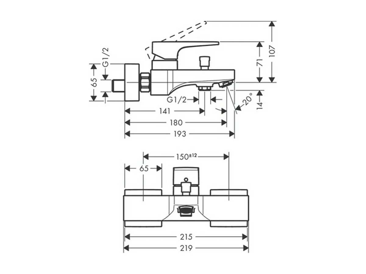 Mitigeur bain douche mécanique HANSGROHE Metropol noir mat