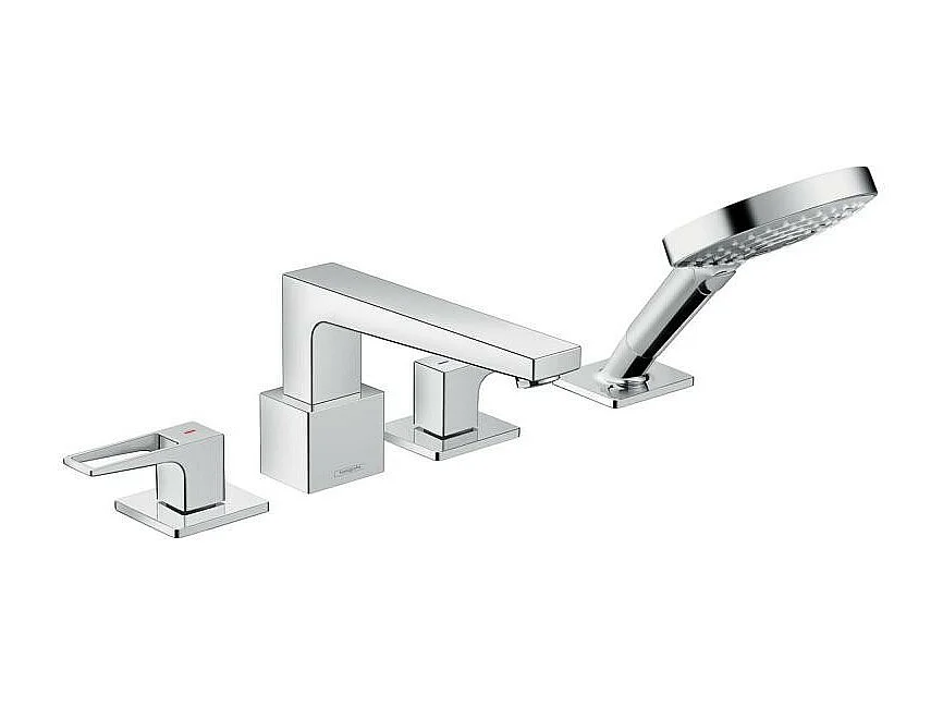 HANSGROHE Mélangeur 4 trous Metropol pour baignoire avec Secuflex poignée étrier Chromé avec Corps encastré