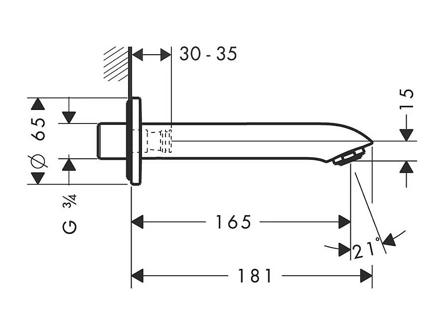 Bec déverseur baignoire HANSGROHE Metris chromé