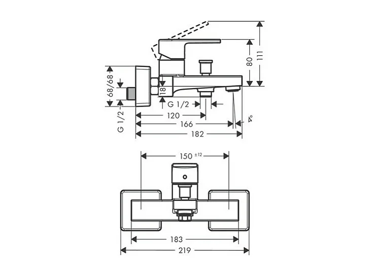 Mitigeur bain douche mécanique HANSGROHE Vernis Shape C2 chromé