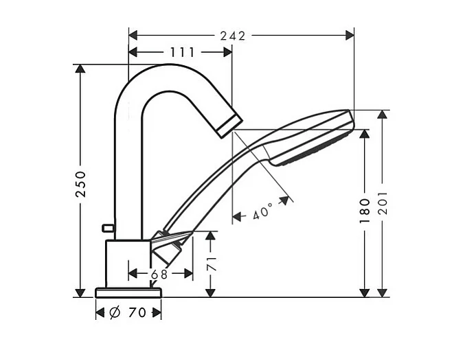 Robinet mitigeur bain douche 3 trous HANSGROHE Logis chromé