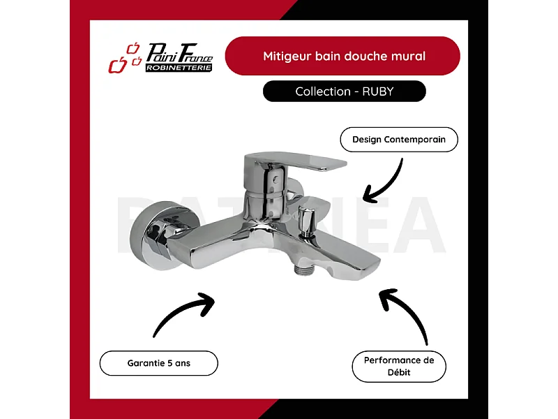 Mitigeur bain douche mural PAINI Ruby Chrome
