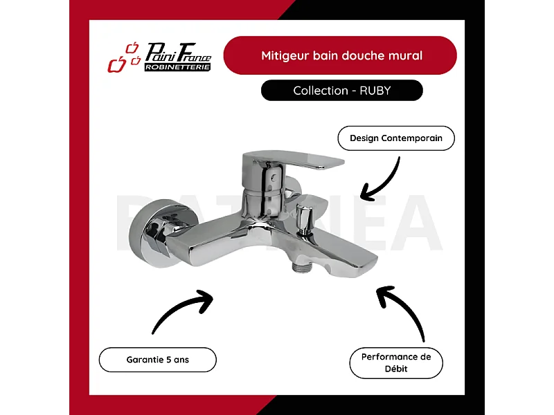 Mitigeur bain douche mural PAINI Ruby Chrome