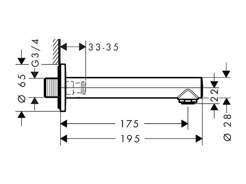 Bec déverseur baignoire HANSGROHE Talis S chromé