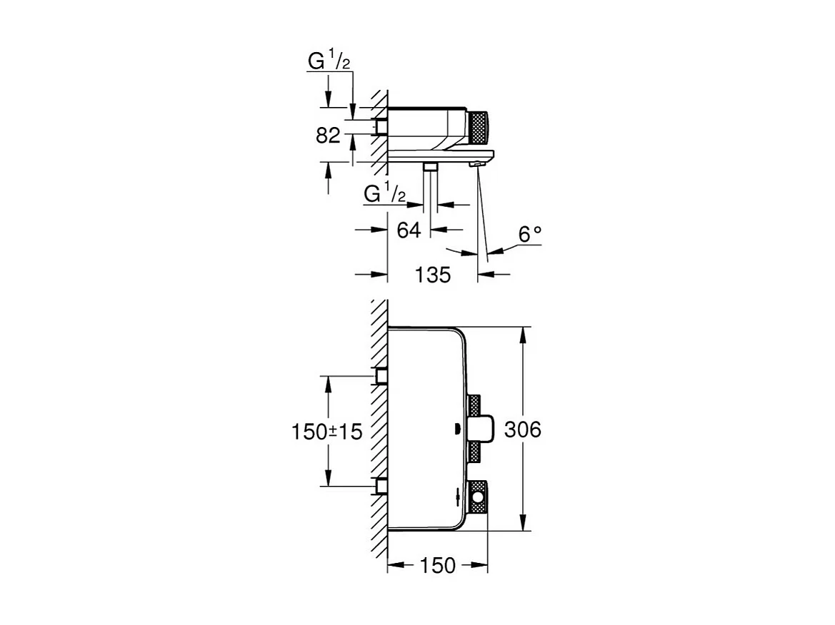 GROHE - Mitigeur thermostatique Bain / Douche Grohtherm SmartControl