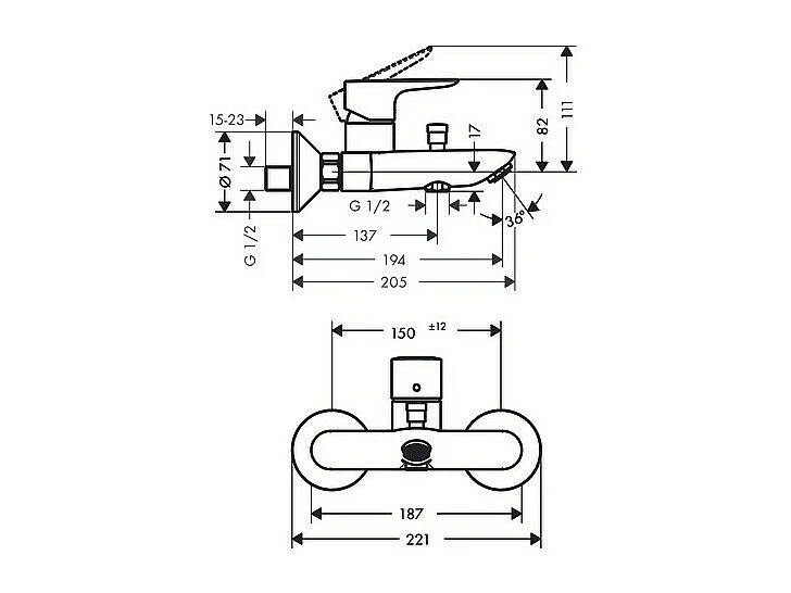 Mitigeur bain douche mécanique HANSGROHE Talis E aspect doré poli