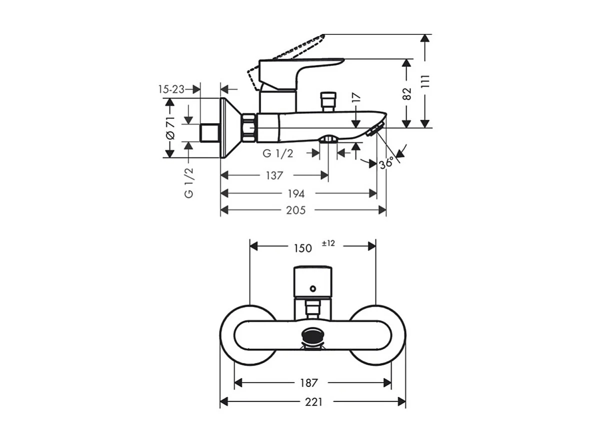 Mitigeur bain douche mécanique HANSGROHE Talis E aspect doré poli