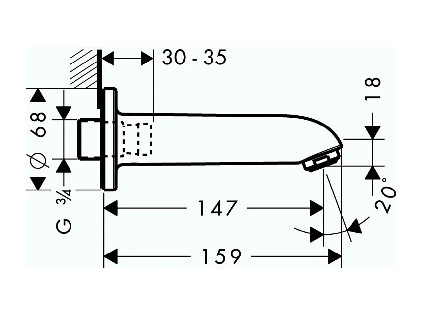 Bec déverseur baignoire HANSGROHE Talis chromé