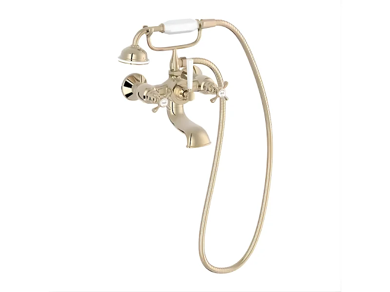 Mélangeur baignoire JACOB DELAFON Cléo 1889 avec pommeau douche Or beige