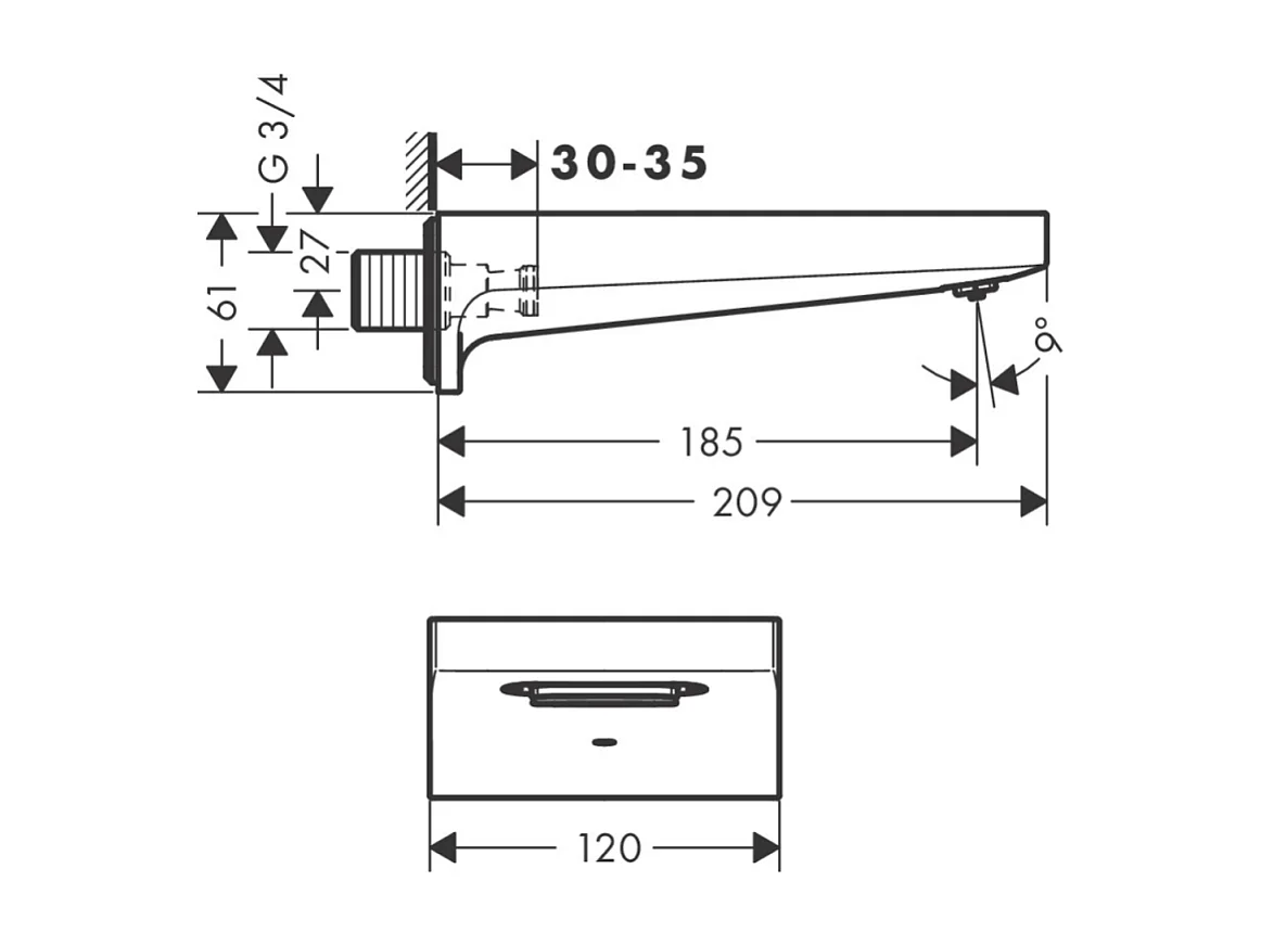 Bec déverseur baignoire HANSGROHE Metropol chromé