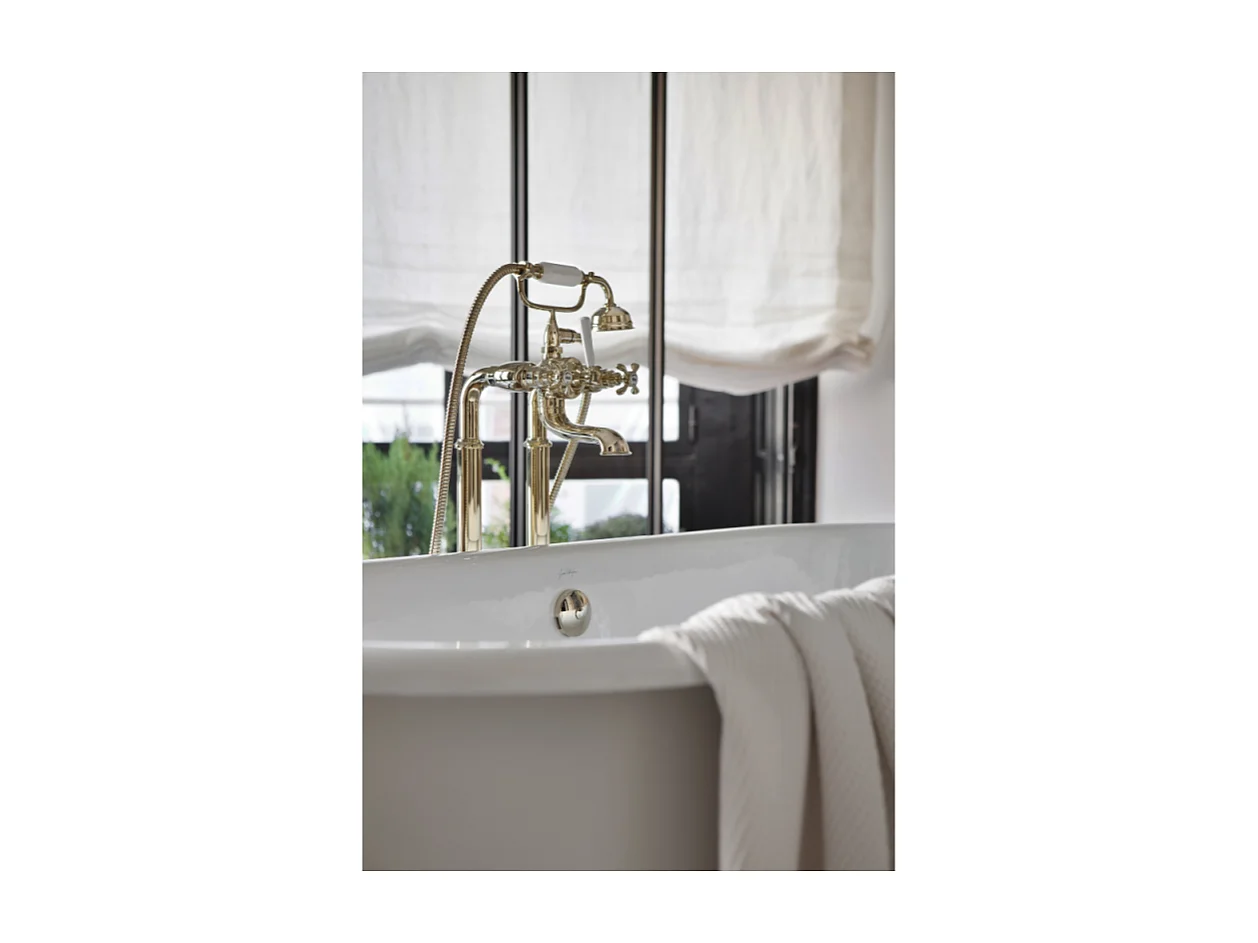 JACOB DELAFON Mélangeur bain douche Cléo 1889 montage au sol Or Beige avec corps encastré au sol