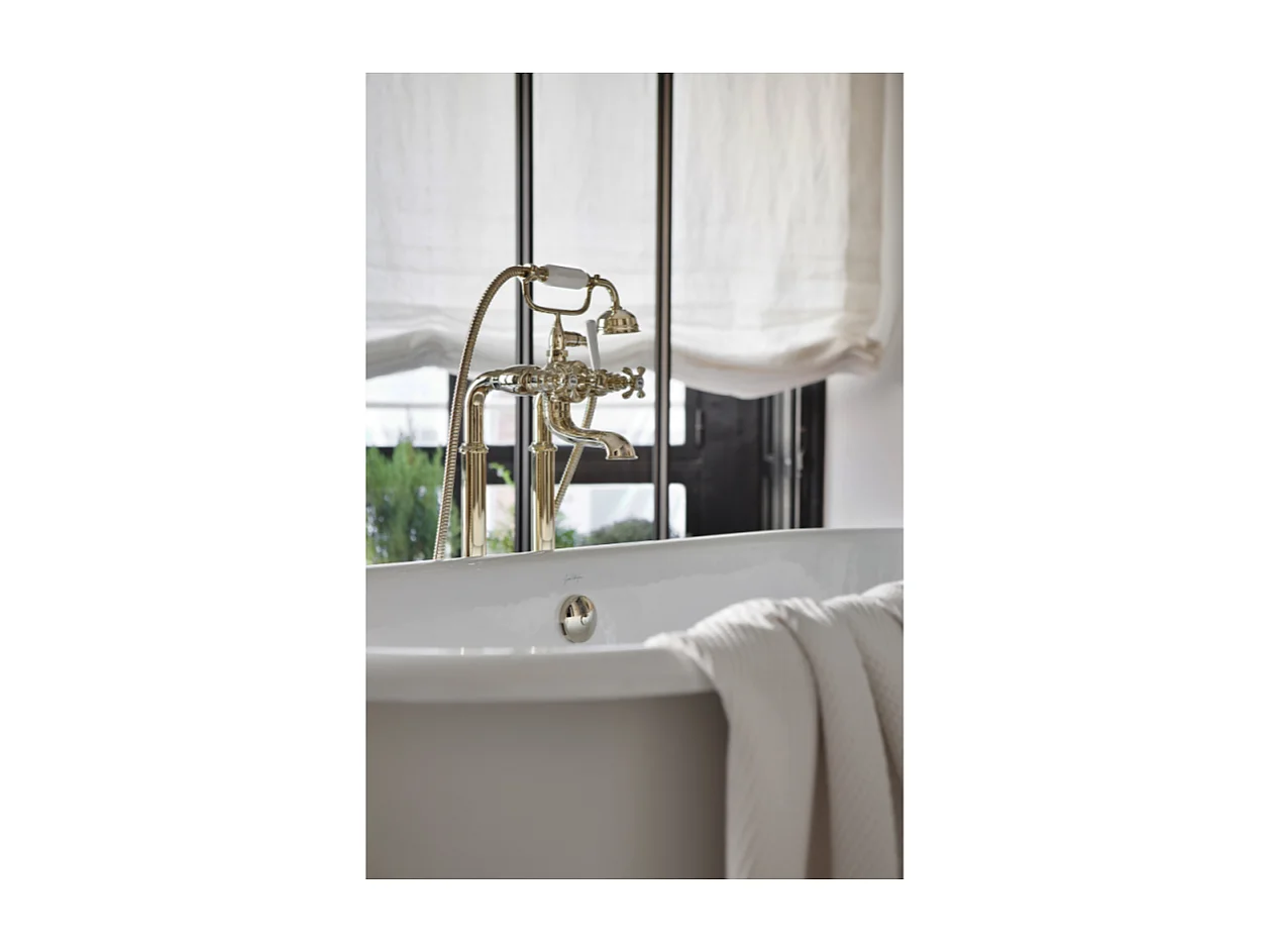 JACOB DELAFON Mélangeur bain douche Cléo 1889 montage au sol Or Beige avec corps encastré au sol