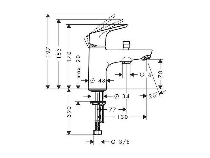 Mitigeur bain douche mécanique monotrou HANSGROHE Focus C2 chromé