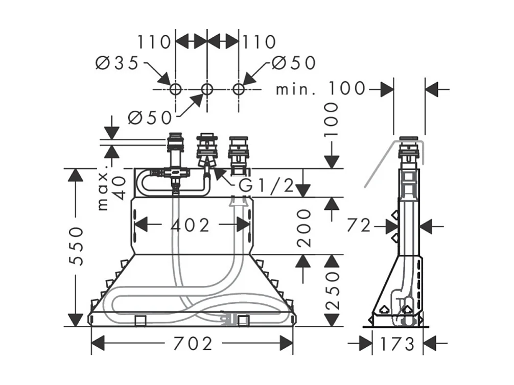 HANSGROHE Mitigeur 3 trous Talis E baignoire Chromé avec Corps encastré