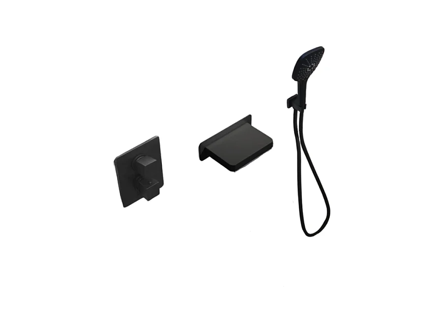 Pack mitigeur bain douche thermostatique encastré carré PAINI Ruby Noir Mat