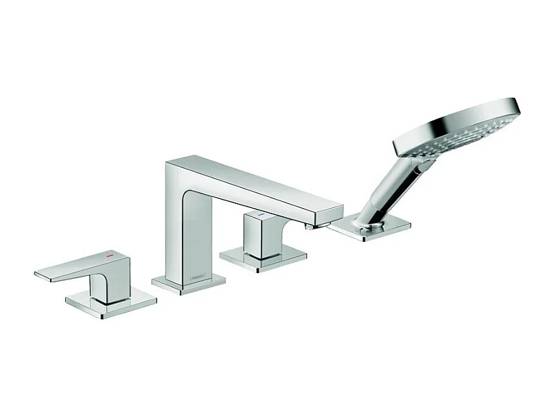 Robinet mélangeur bain douche 4 trous poignée manette HANSGROHE Metropol chromé