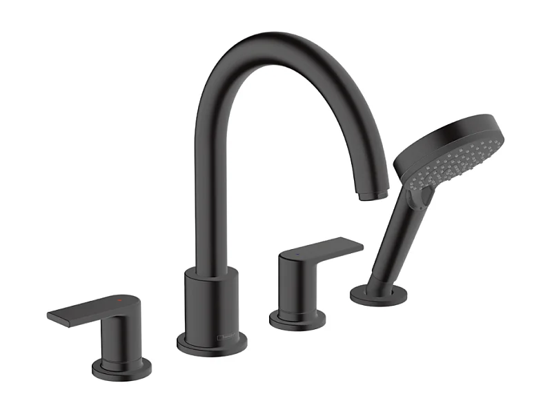Grifo monomando para bañera y ducha con 4 orificios HANSGROHE Vernis Shape negro mate