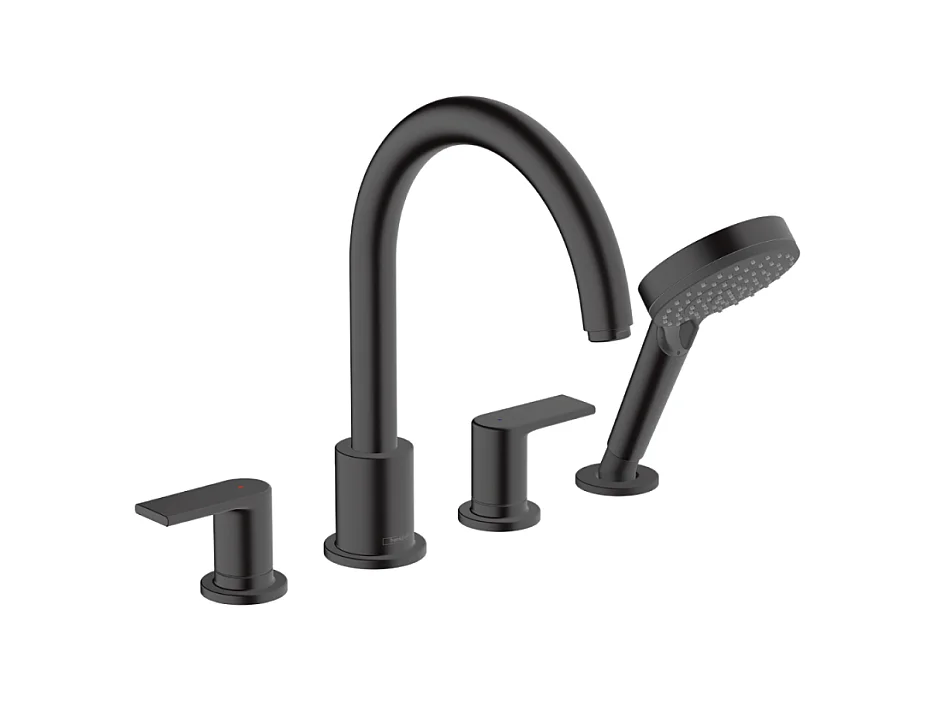 Grifo monomando para bañera y ducha con 4 orificios HANSGROHE Vernis Shape negro mate