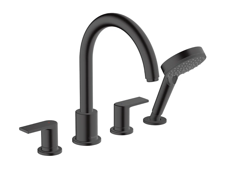Mélangeur bain douche 4 trous HANSGROHE Vernis Shape noir mat