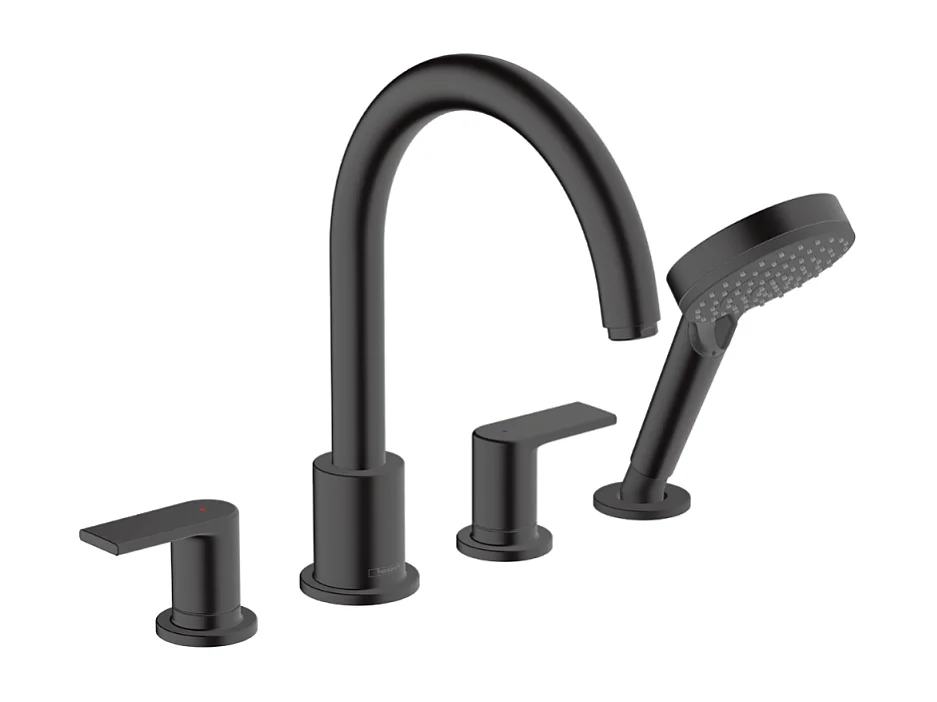 Mélangeur bain douche 4 trous HANSGROHE Vernis Shape noir mat
