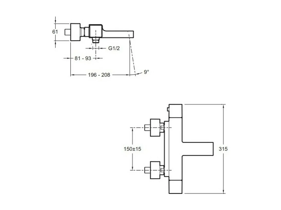 Mitigeur thermostatique bain douche/Jacob Delafon Strayt