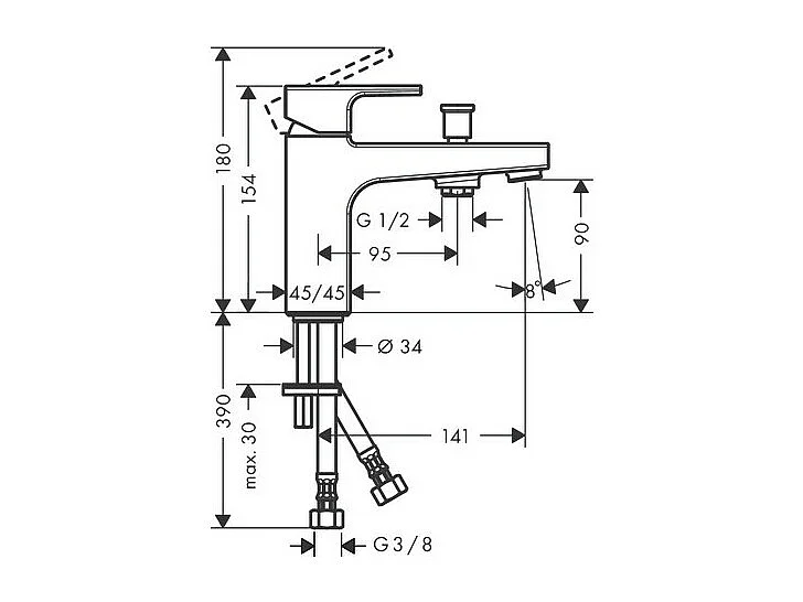 Mitigeur bain douche mécanique monotrou HANSGROHE Vernis Shape chromé