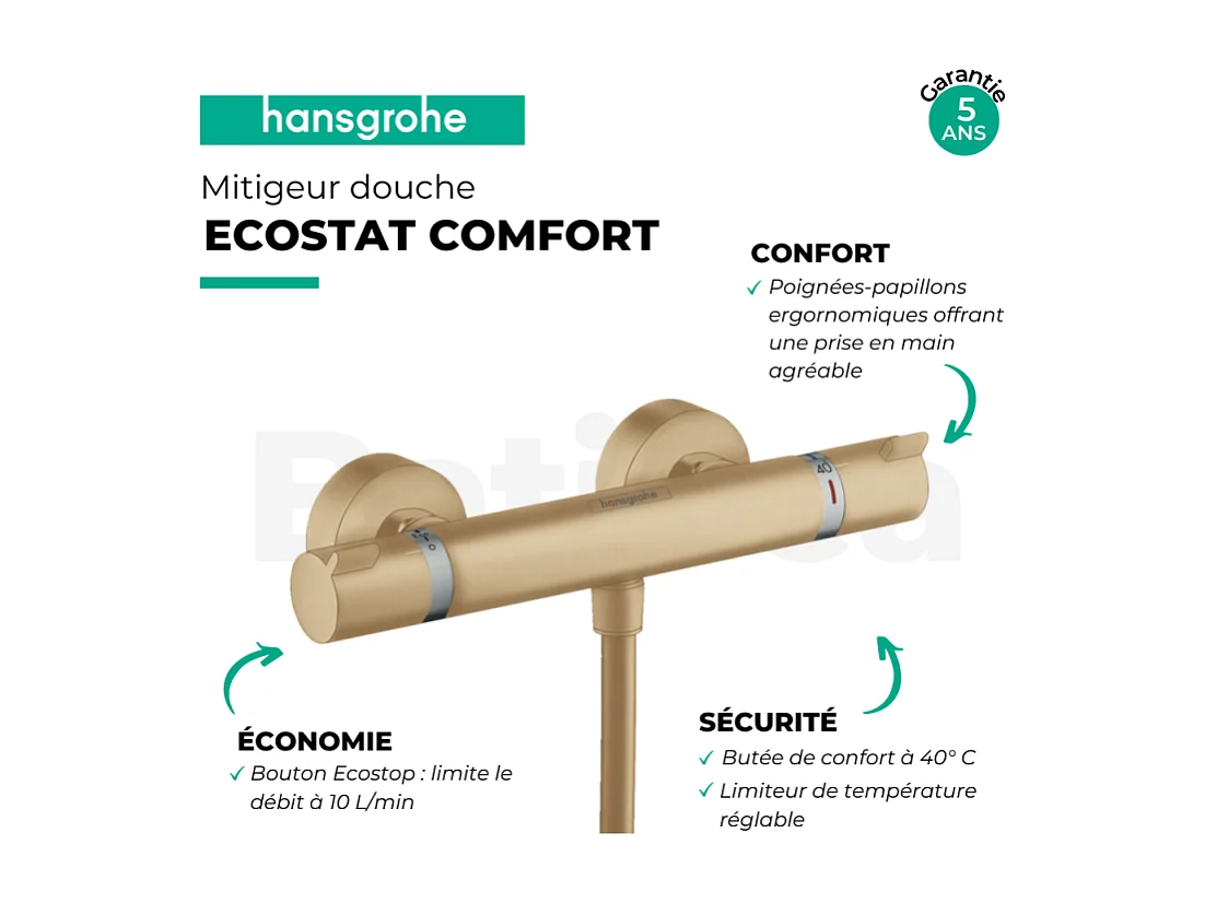 HANSGROHE Ecostat Comfort mezclador termostático de ducha bronce cepillado