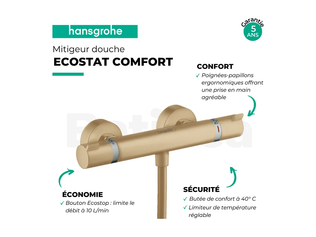 HANSGROHE Ecostat Comfort mezclador termostático de ducha bronce cepillado