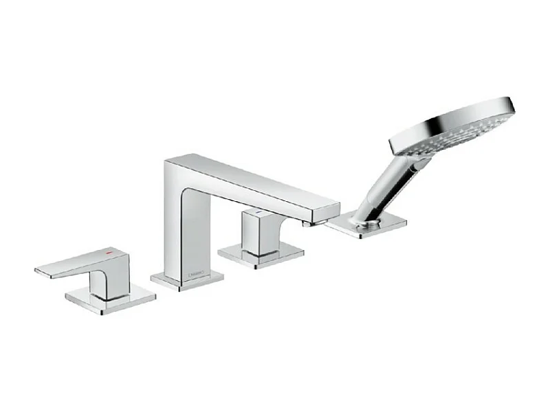 Robinet mélangeur bain douche 4 trous poignée manette HANSGROHE Metropol avec Secuflex chromé