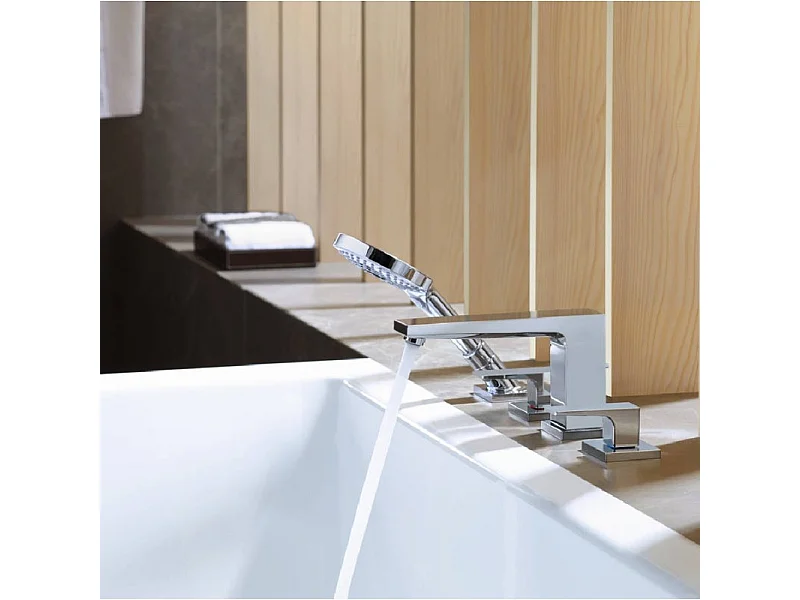 Robinet mélangeur bain douche 4 trous poignée manette HANSGROHE Metropol avec Secuflex chromé