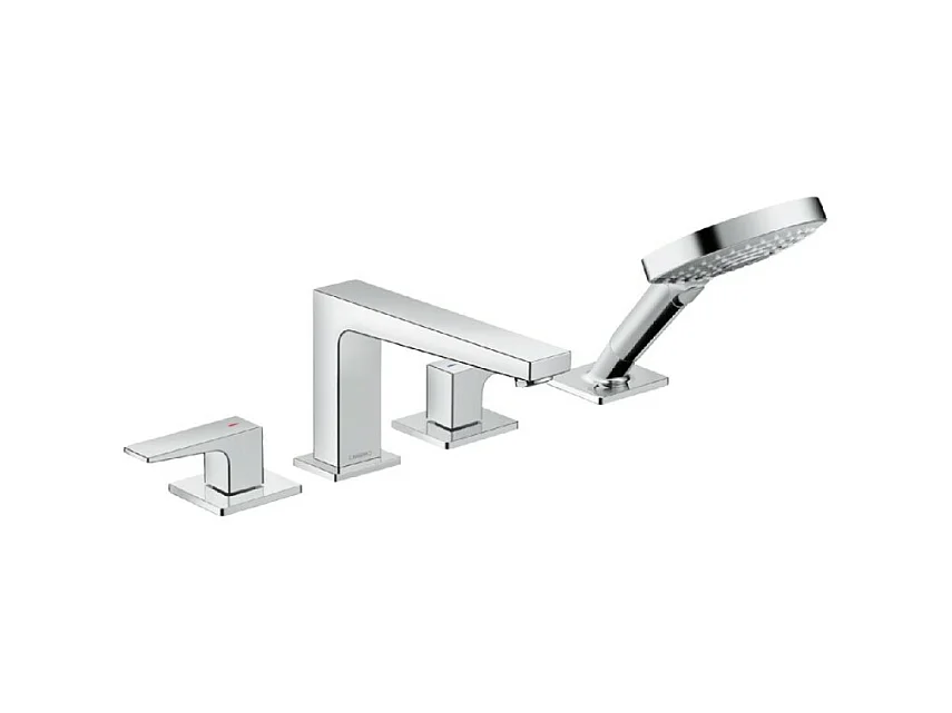 Robinet mélangeur bain douche 4 trous poignée manette HANSGROHE Metropol avec Secuflex chromé