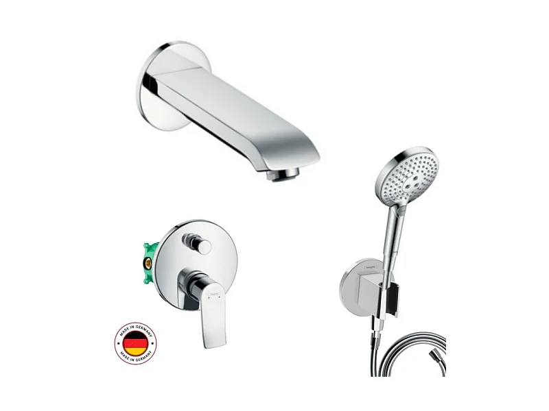 Ensemble robinet bain encastré HANSGROHE Metris chromé