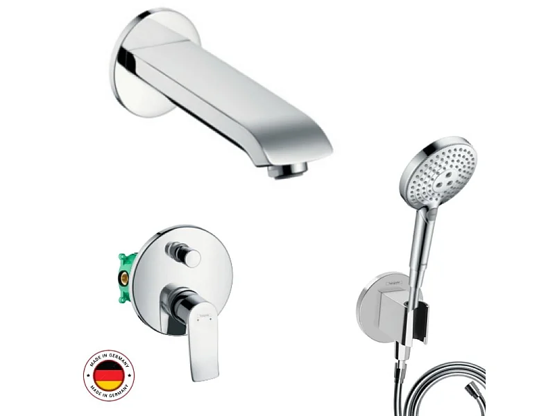 Ensemble robinet bain encastré HANSGROHE Metris chromé