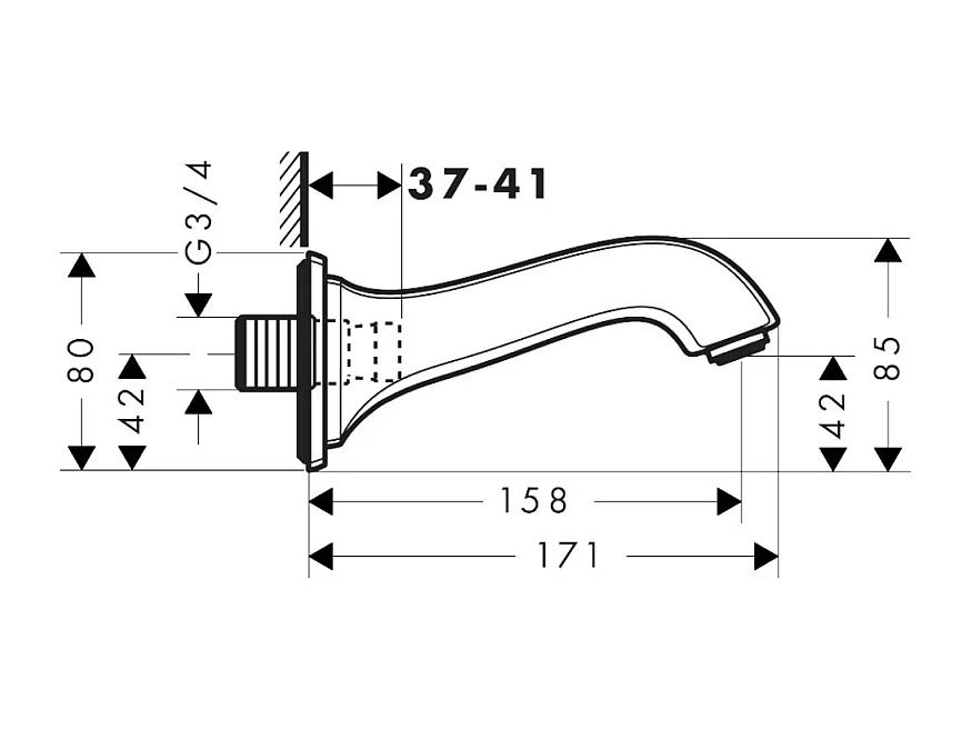 Bec déverseur baignoire HANSGROHE Metropol Classic chromé et or