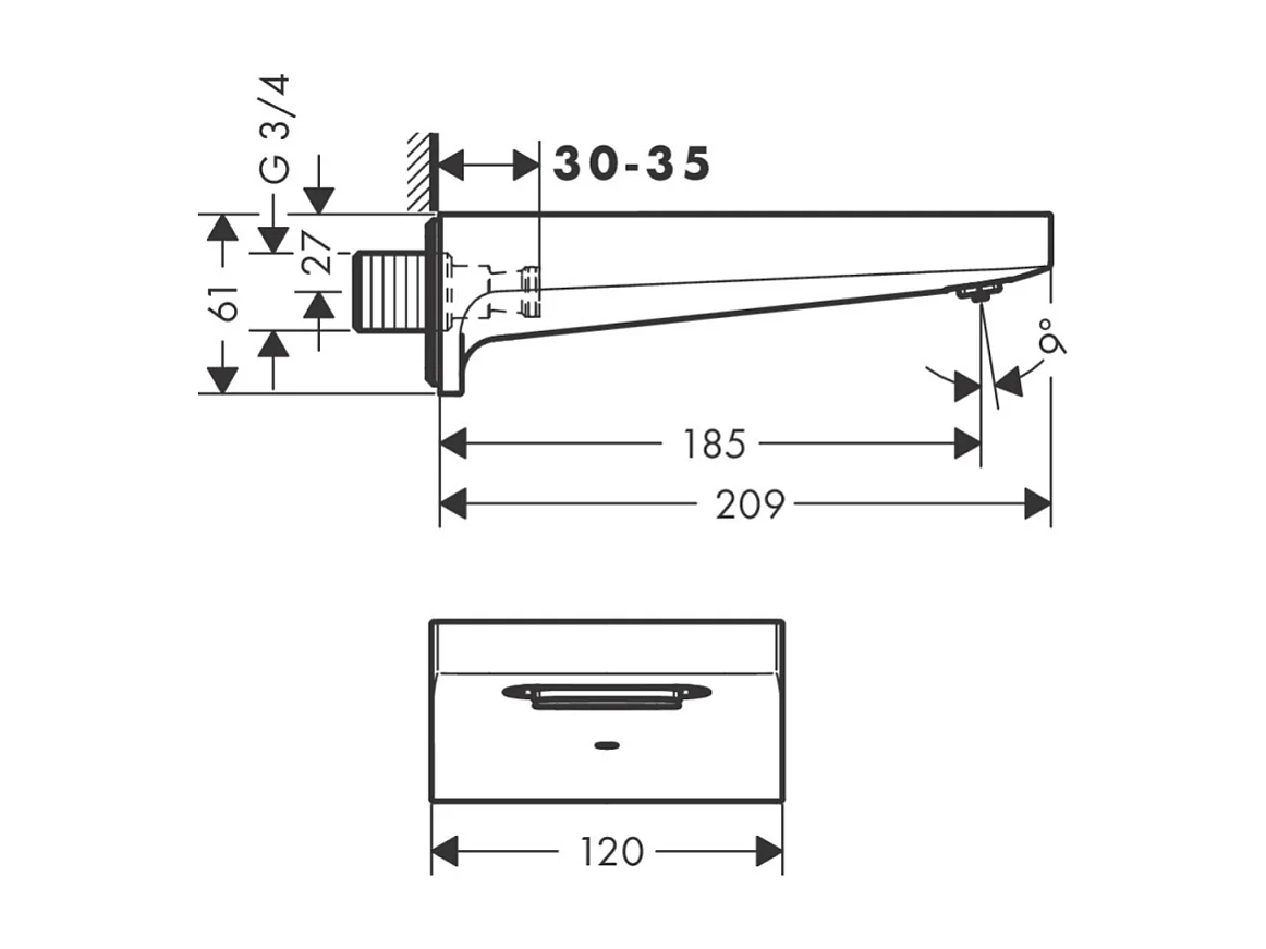 Bec déverseur baignoire HANSGROHE Metropol bronze brossé