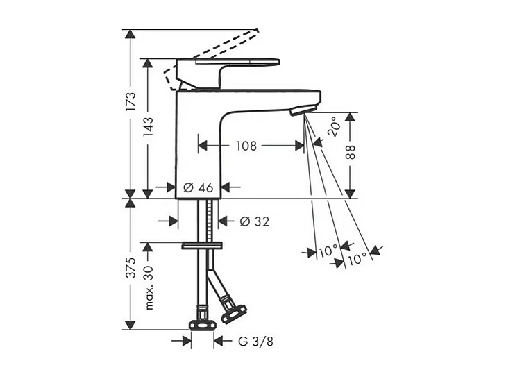 HANSGROHE Vernis Blend 100 Chrome Mezclador de lavabo sin extraíble ni desagüe
