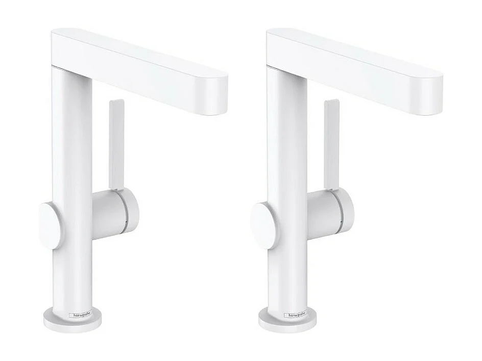 Lot de 2 mitigeurs lavabo HANSGROHE Finoris 230 + bonde Push-Open Blanc mat