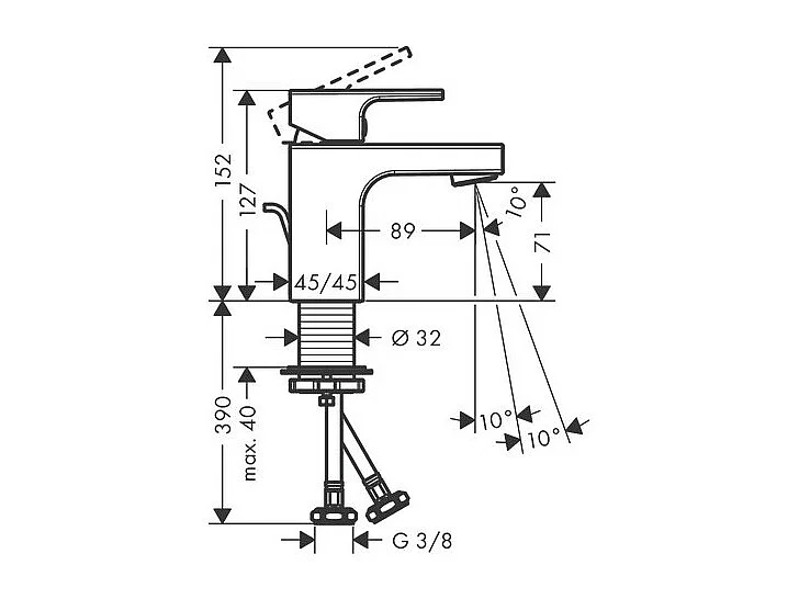 Mitigeur lavabo HANSGROHE Vernis Shape 70 CoolStart Noir mat avec tirette et vidage synthétique