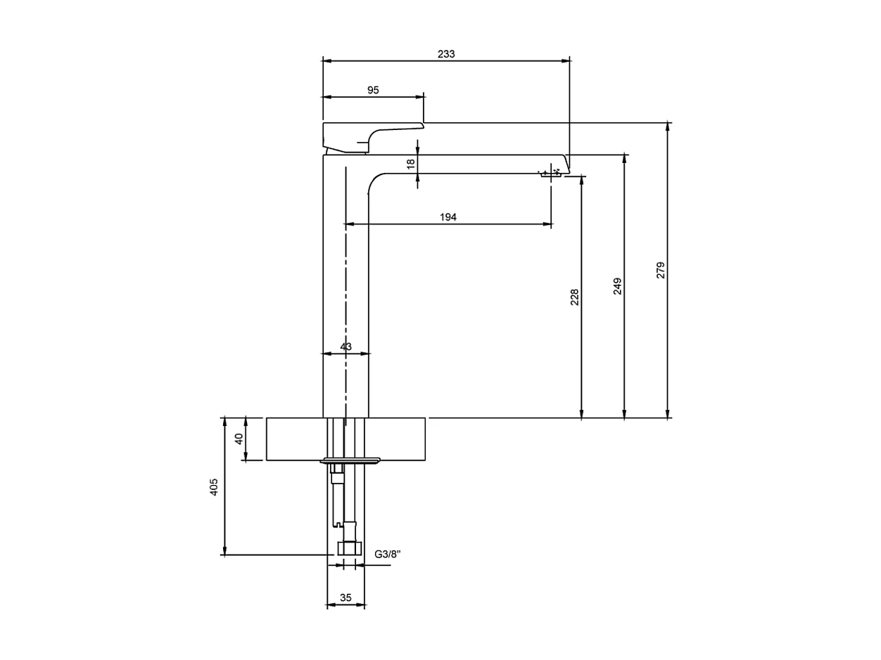 Mitigeur lavabo surélevée VILLEROY ET BOCH Liberty L sans tirette Chrome