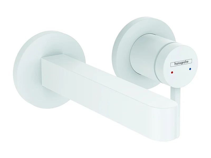 Mitigeur lavabo mural HANSGROHE Finoris 165 mm + bonde à écoulement libre Blanc mat