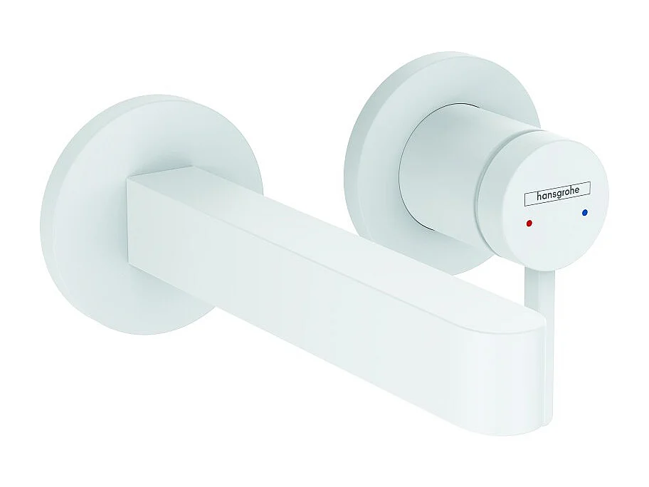 Mitigeur lavabo mural HANSGROHE Finoris 165 mm + bonde à écoulement libre Blanc mat