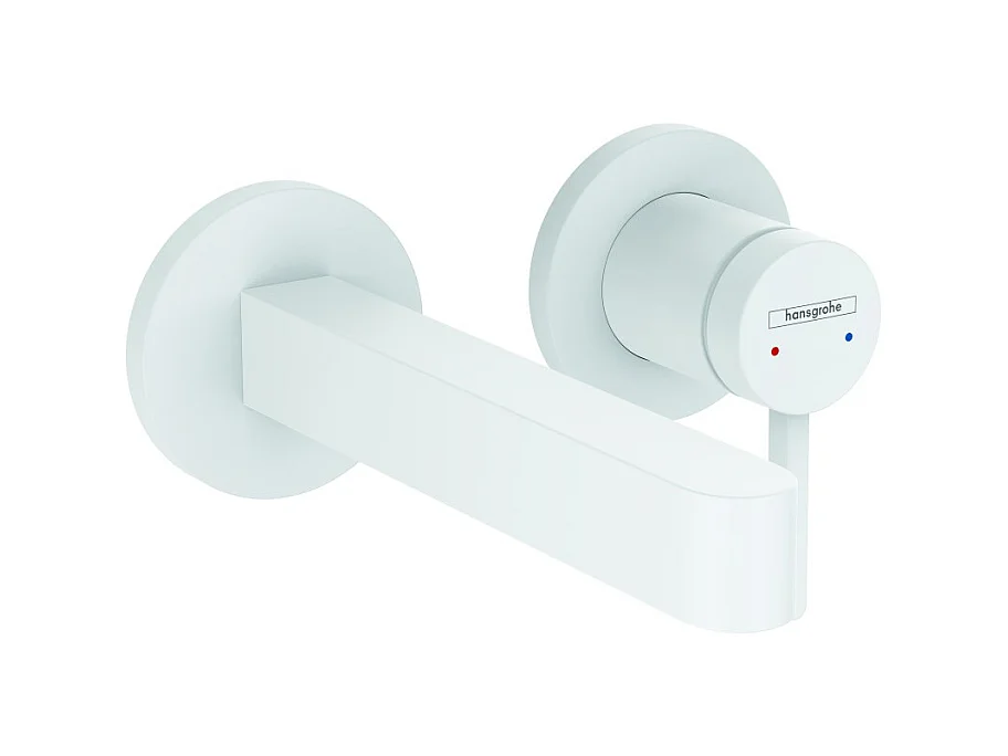 HANSGROHE Finoris Mezclador de lavabo de pared 165 mm + desagüe libre Blanco mate