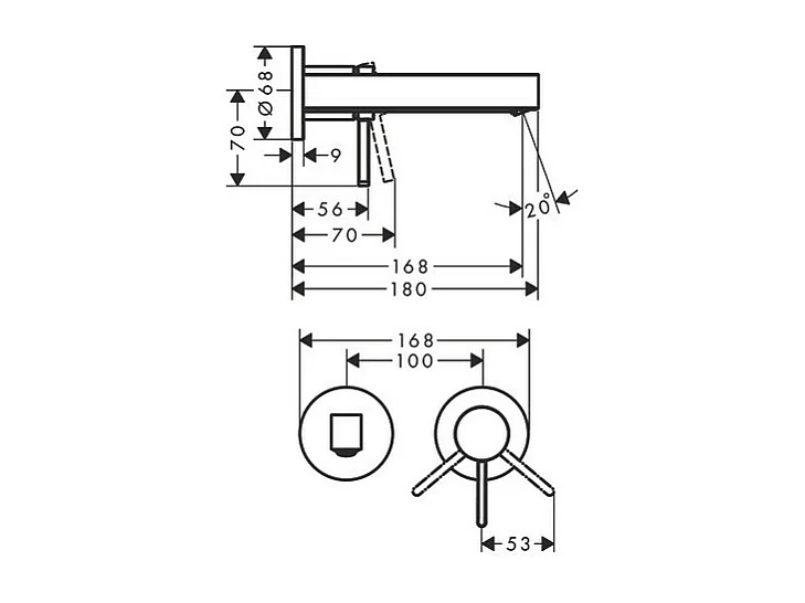 HANSGROHE Finoris Mezclador de lavabo de pared 165 mm + desagüe libre Blanco mate