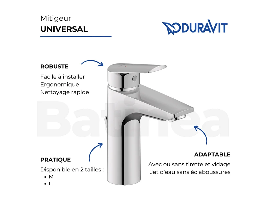 Mezclador de lavabo talla M DURAVIT Duravit No.1 cromo sin extraíble ni desagüe