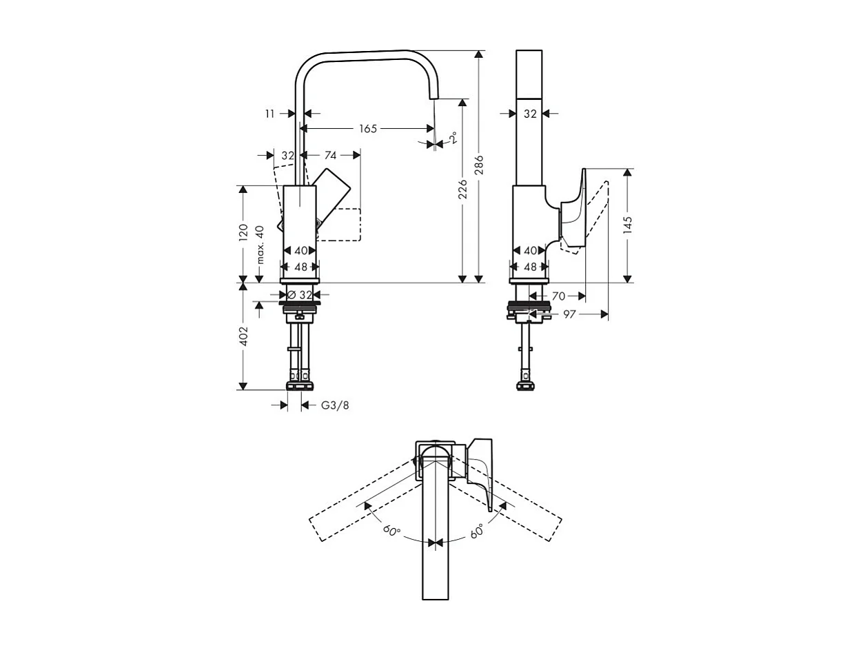 HANSGROHE Mitigeur lavabo Metropol 230 poignée manette, bonde Push-Open bronze brossé