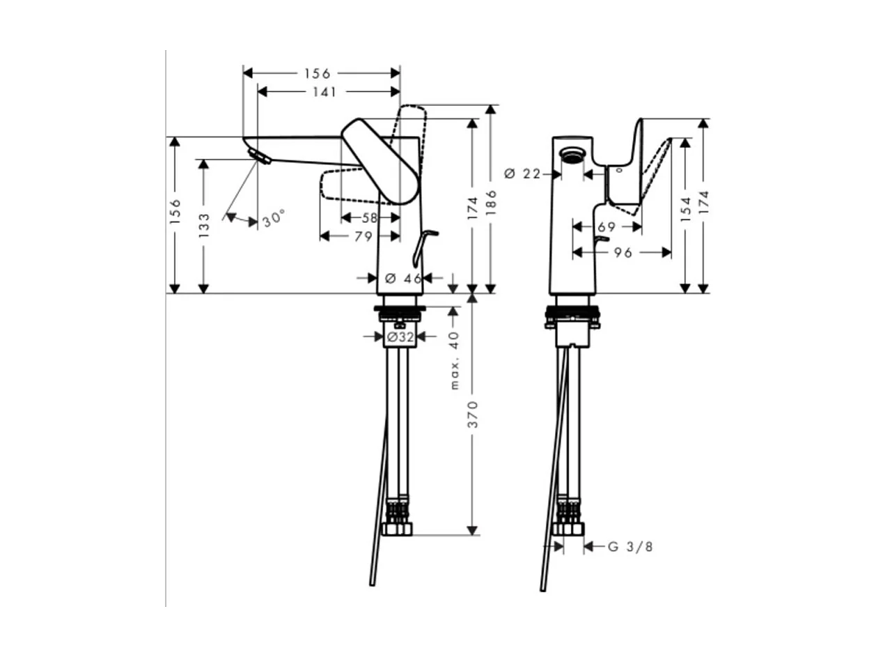 Mitigeur lavabo HANSGROHE Talis E 150 Economie d'eau, noir mat