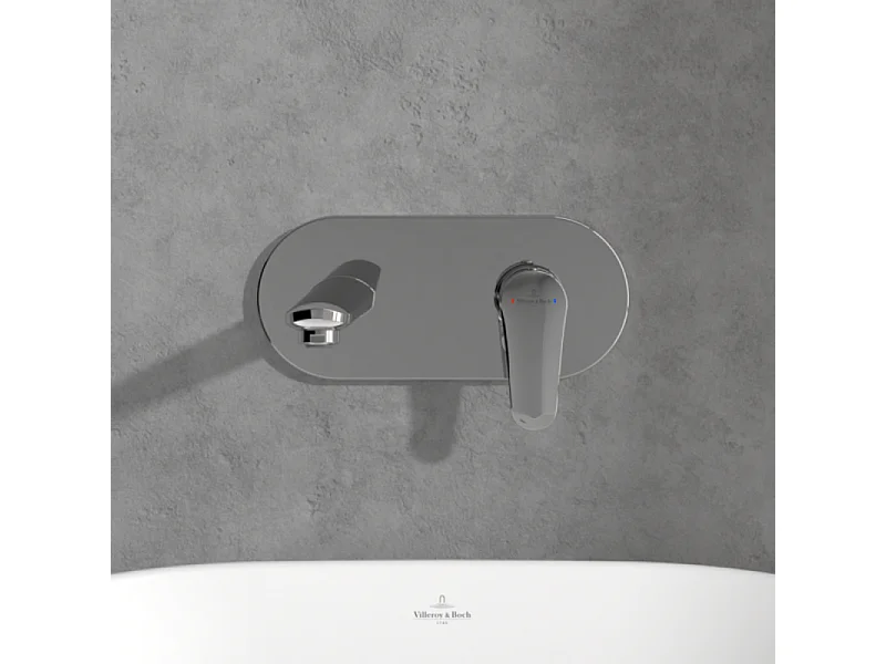 Mitigeur lavabo mural VILLEROY ET BOCH O.novo Start avec vidage Push Open chrome