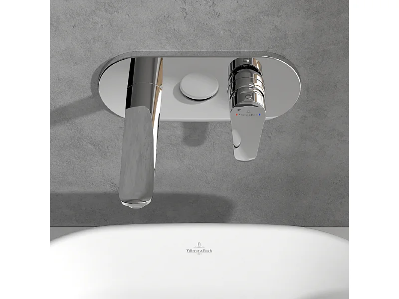 Mitigeur lavabo mural VILLEROY ET BOCH O.novo Start avec vidage Push Open chrome