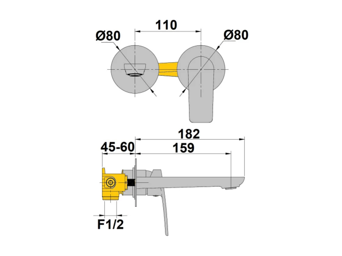 Mitigeur mural lavabo PAINI Ruby Noir Mat